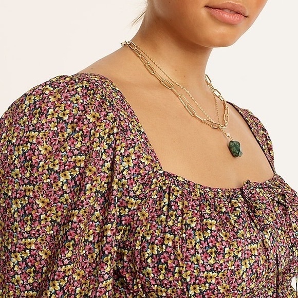 J. Crew - Cinched-Waist Organic Cotton Top in Liberty Busy Izzy Floral Print - Picture 2 of 5